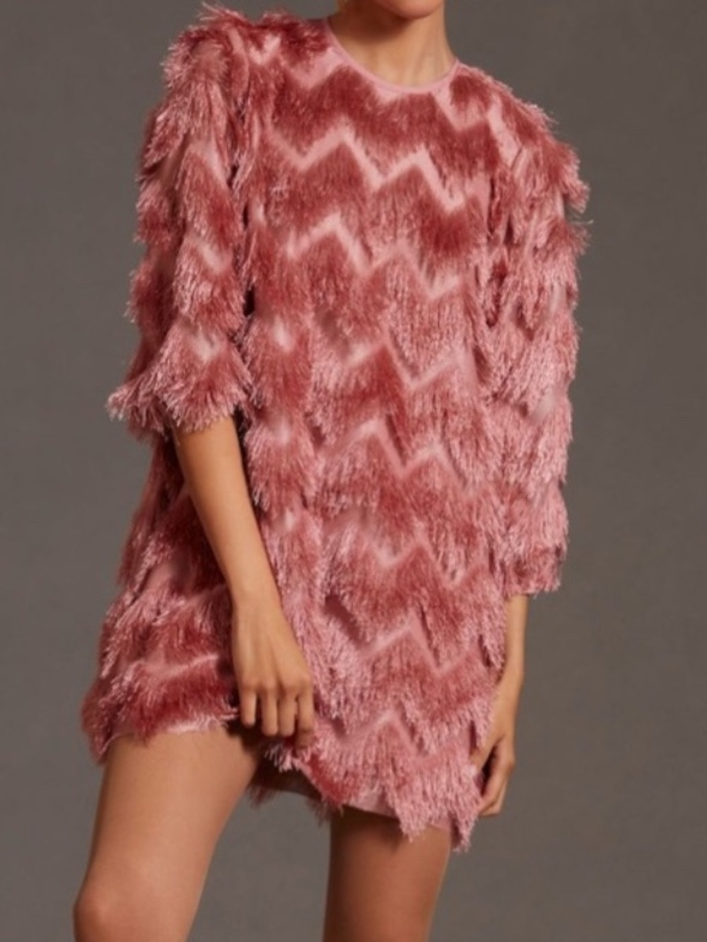 Anthropologie Hutch Pink Fringe Dress